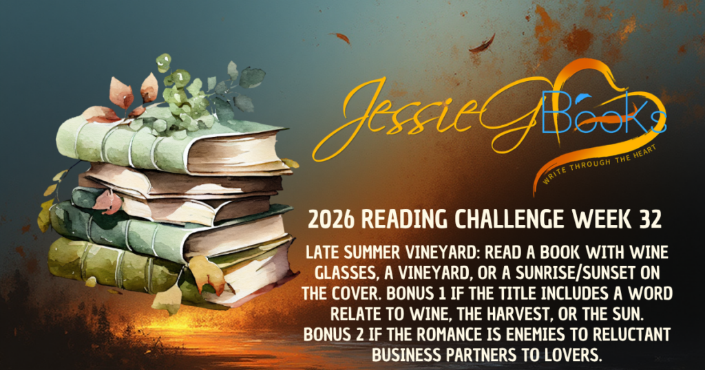 2026 Reading Challenge | Week 32 | Late Summer Vineyard: Read a book with wine glasses, a vineyard, or a sunrise/sunset on the cover.